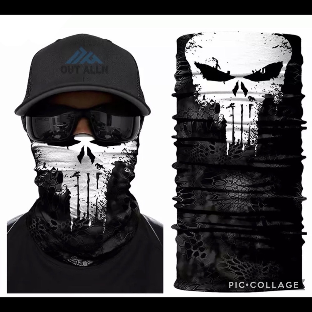 Punisher face mask gaitor scarf headband